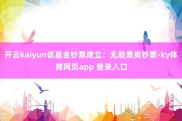 开云kaiyun该基金钞票建立：无股票类钞票-ky体育网页app 登录入口