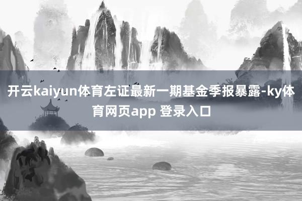 开云kaiyun体育左证最新一期基金季报暴露-ky体育网页app 登录入口