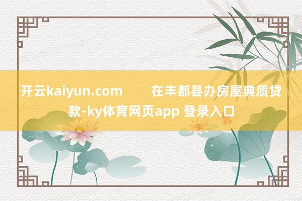 开云kaiyun.com 在丰都县办房屋典质贷款-ky体育网页app 登录入口