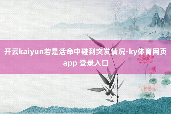 开云kaiyun若是活命中碰到突发情况-ky体育网页app 登录入口