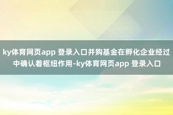 ky体育网页app 登录入口并购基金在孵化企业经过中确认着枢纽作用-ky体育网页app 登录入口